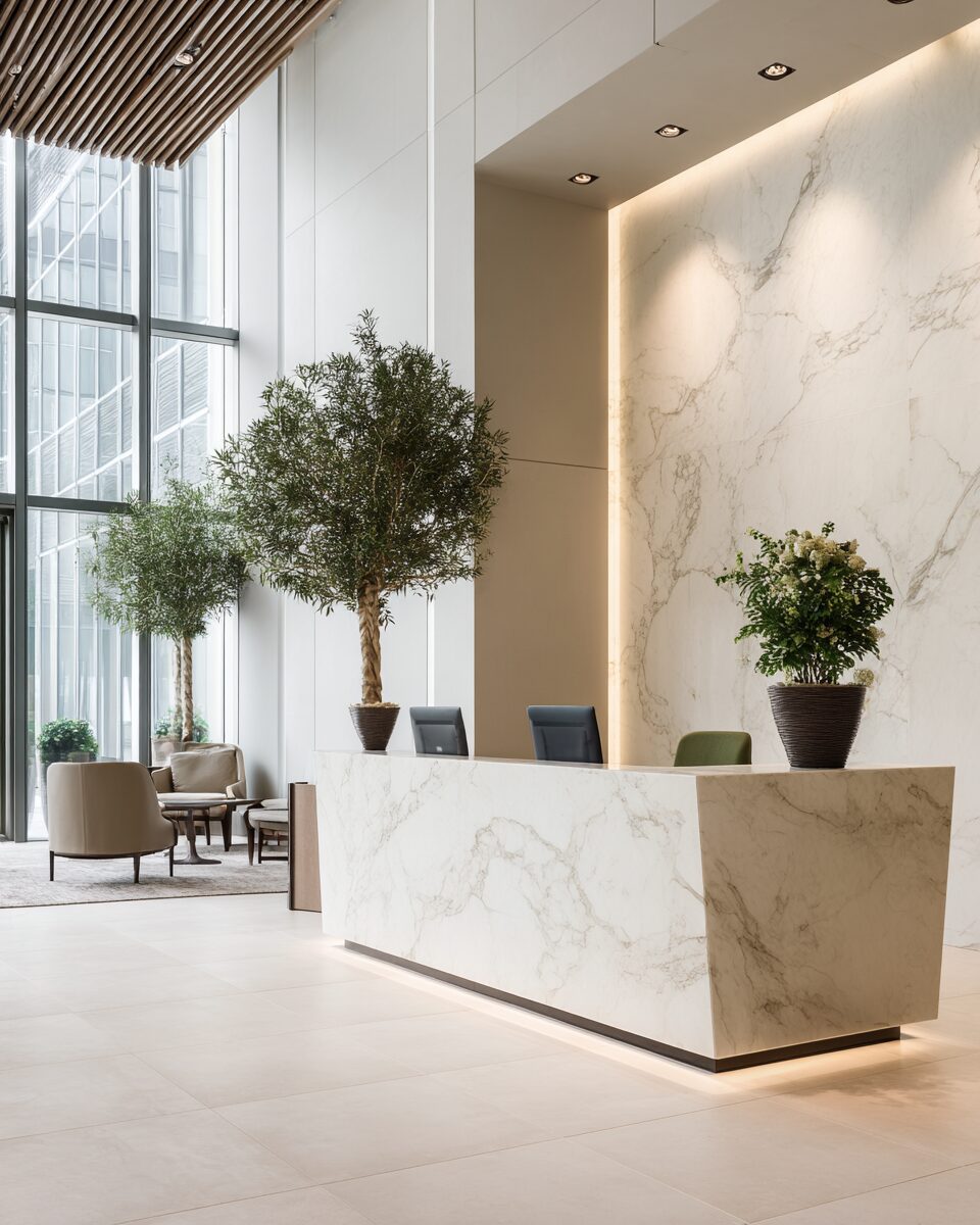 Welcoming UK office reception representing the Clean Contracts UK contact experience for commercial cleaning enquiries.